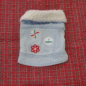 Denim Dog Jacket with FAUX SHERPA Collar